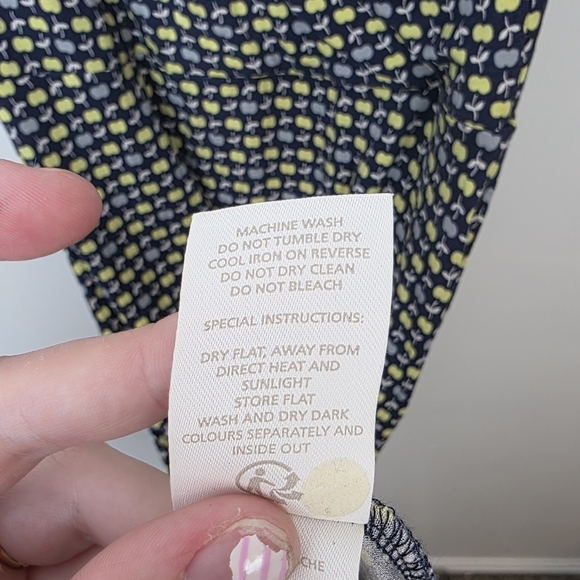 Boden Blue Green Apple Print Stretchy  Casual Flowy Willa Midi Dress Size 6 Long - Picture 8 of 9
